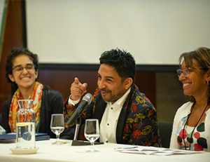 Panelists speaking during Castle Bridge film panel