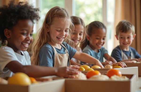 Young children volunteering