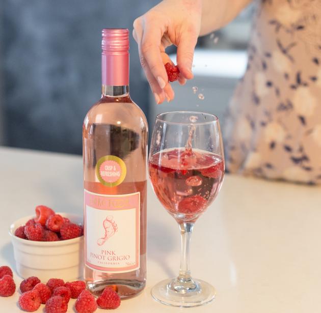 Wine and raspberries