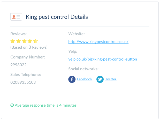 King Pest Control response time