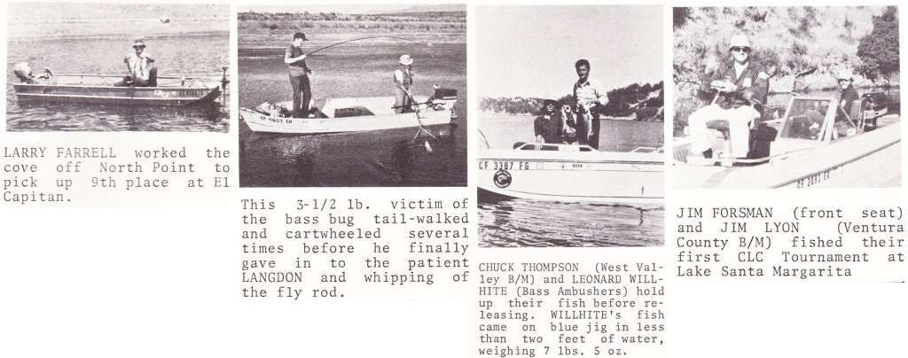 (3) Old Boat Western Tourney Comp 2 Put a seat in the front of a run-a-bout and you have a bass boat. The angler caught the fish, not the boat. Photos courtesy of Dave Coolidge CLC magazine 1974.