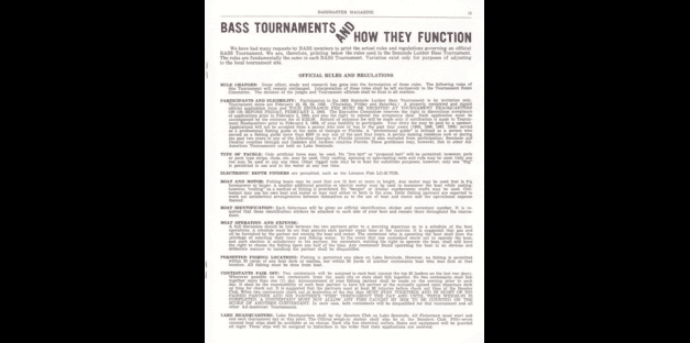 1968 B.A.S.S. Tournament Rules