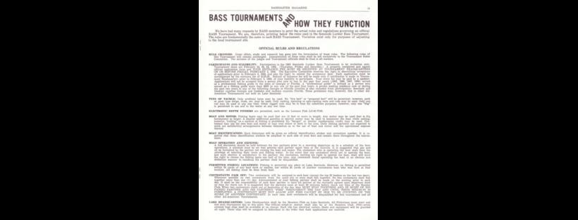 1968 B.A.S.S. Tournament Rules