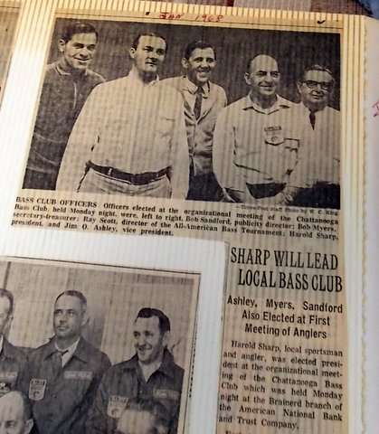 First BASS Patch Given to Harold Sharp January 1968 Chattanooga Times newspaper clipping showing the start of the Chattanooga Bass Club and the first B.A.S.S. patch being given out to Harold Sharp. Photo courtesy of Harold Sharp.