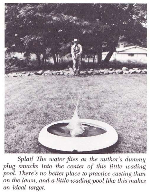 (2) Fagerstrom Practices Casting 508x652 px Fagerstrom nails the small wading pool he used for casting practice. As much as he stressed casting accuracy back in the 50s through 70s, he still feels today anglers don’t place enough importance on casting practice. Photo by Anita Fagerstrom from the book, “Catch More Bass” by Stan Fagerstrom, 1973 with permission.