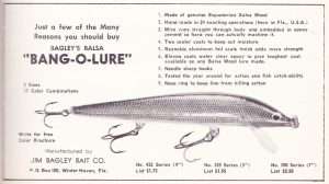 1966 Jim Bagley Bait Company Bang-O-Lure ad.