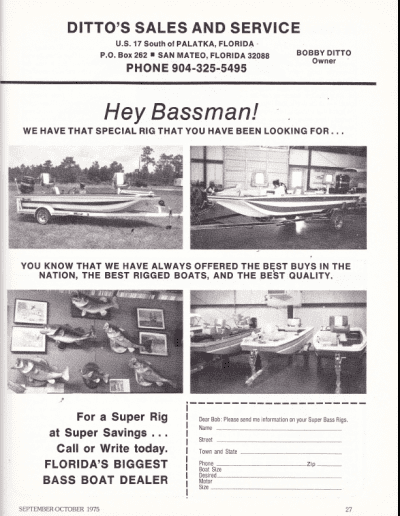 Ditto Boat Sales 1975 from American bass Fisherman.