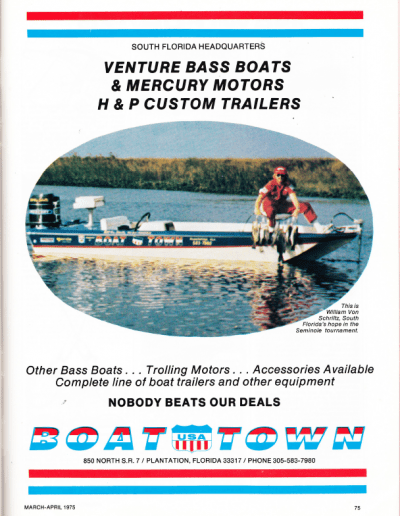 Boat Town USA ad from American Bass Fisherman 1975.