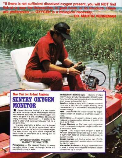 Oxygen Meter article published in the Nov/Dec 1973 issue of Bassmaster Magazine. Page 2.