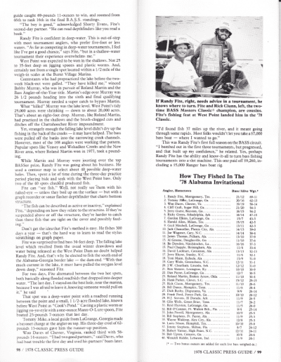 1978 Bass Masters Classic Press Guide Pages 98 and 99