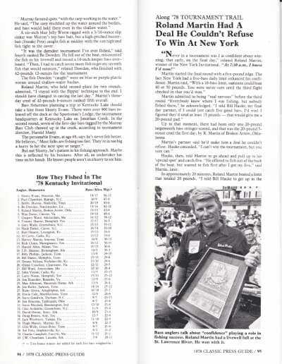 1978 Bass Masters Classic Press Guide Pages 94 and 95