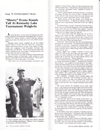 1978 Bass Masters Classic Press Guide Pages 92 and 93