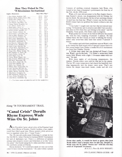 1978 Bass Masters Classic Press Guide Pages 86 and 87