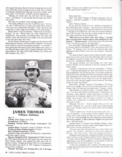 1978 Bass Masters Classic Press Guide Pages 70 and 71
