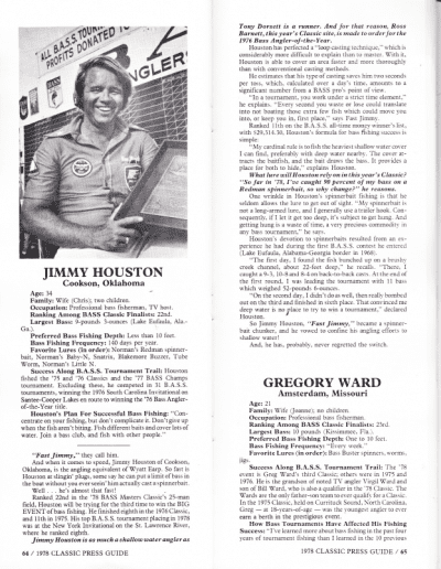 1978 Bass Masters Classic Press Guide Pages 64 and 65
