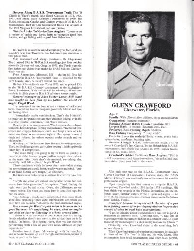 1978 Bass Masters Classic Press Guide Pages 60 and 61