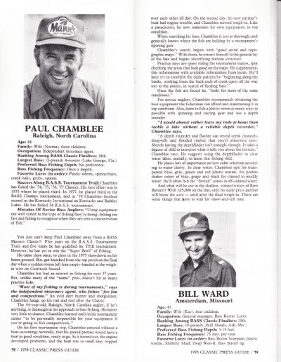 1978 Bass Masters Classic Press Guide Pages 58 and 59