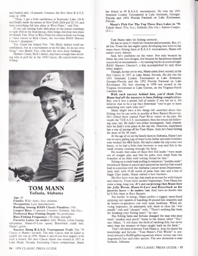 1978 Bass Masters Classic Press Guide Pages 56 and 57