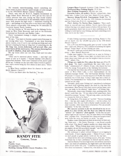 1978 Bass Masters Classic Press Guide Pages 54 and 55