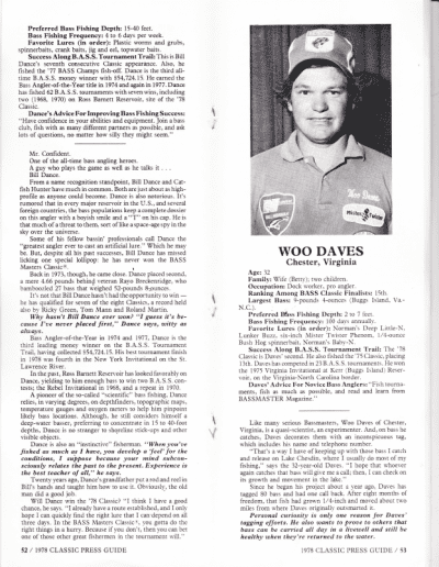 1978 Bass Masters Classic Press Guide Pages 52 and 53