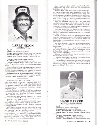 1978 Bass Masters Classic Press Guide Pages 42 and 43