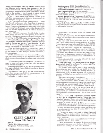 1978 Bass Masters Classic Press Guide Pages 40 and 41