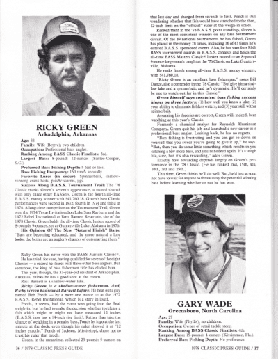 1978 Bass Masters Classic Press Guide Pages 36 and 37