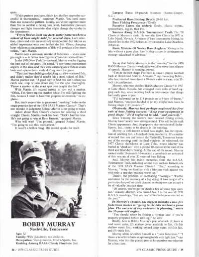 1978 Bass Masters Classic Press Guide Pages 34 and 35