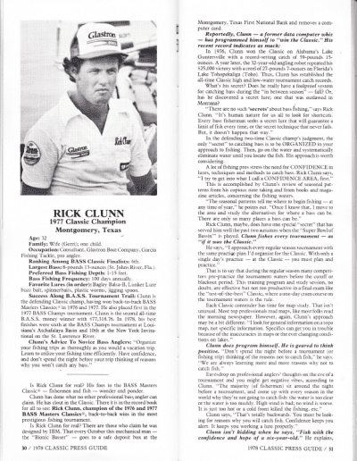 1978 Bass Masters Classic Press Guide Pages 30 and 31