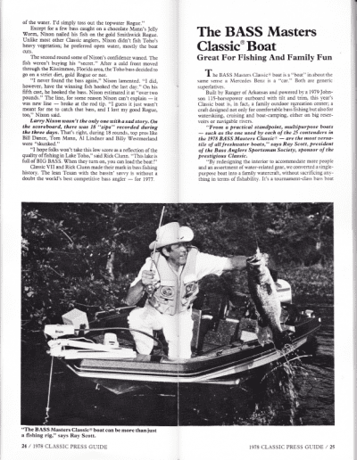 1978 Bass Masters Classic Press Guide Pages 24 and 25