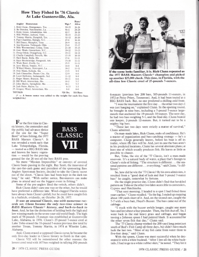 1978 Bass Masters Classic Press Guide Pages 20 and 21