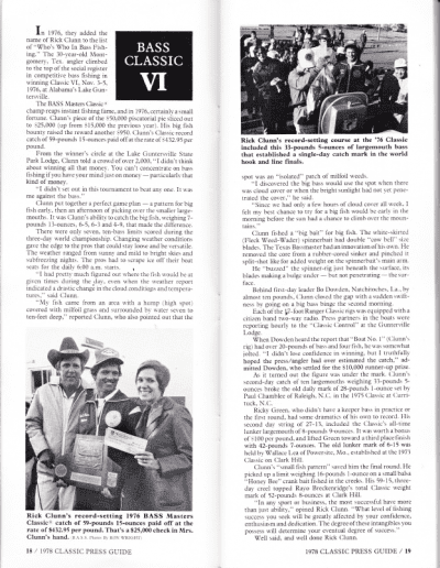 1978 Bass Masters Classic Press Guide Pages 18 and 19