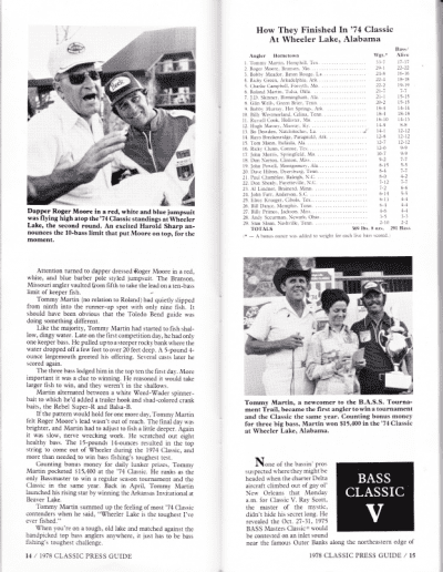 1978 Bass Masters Classic Press Guide Pages 14 and 15