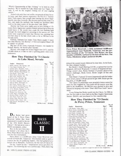 1978 Bass Masters Classic Press Guide Pages 10 and 11