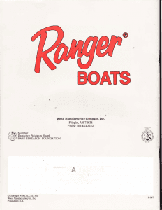 1988 Ranger Boats Catalog Back Cover
