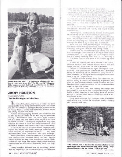 1976 Bass Masters Classic Press Guide Page 32 & 33