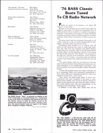 1976 Bass Masters Classic Press Guide Page 28 & 29