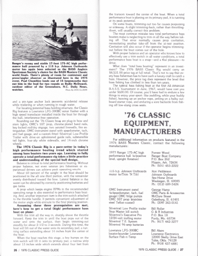 1976 Bass Masters Classic Press Guide Page 26 & 27