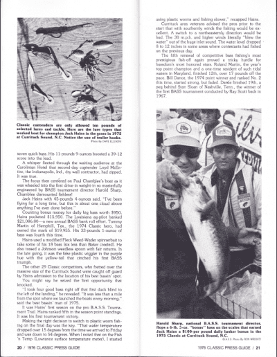 1976 Bass Masters Classic Press Guide Page 20 & 21