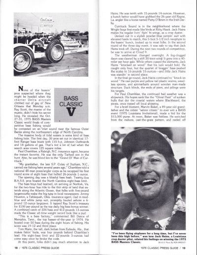 1976 Bass Masters Classic Press Guide Page 18 & 19