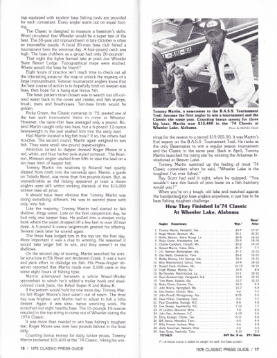 1976 Bass Masters Classic Press Guide Page 16 & 17