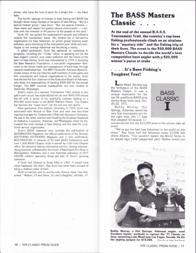 1976 Bass Masters Classic Press Guide Page 10 & 11