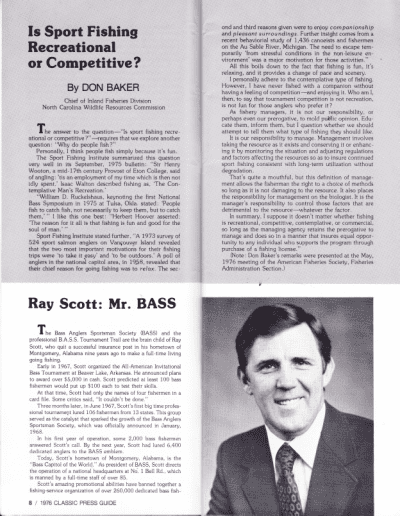 1976 Bass Masters Classic Press Guide Page 8 & 9