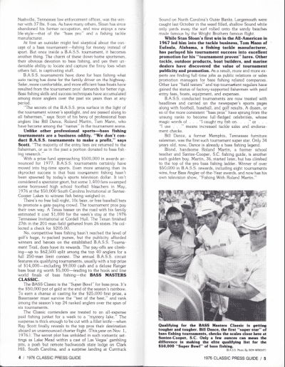 1976 Bass Masters Classic Press Guide Page 4 & 5