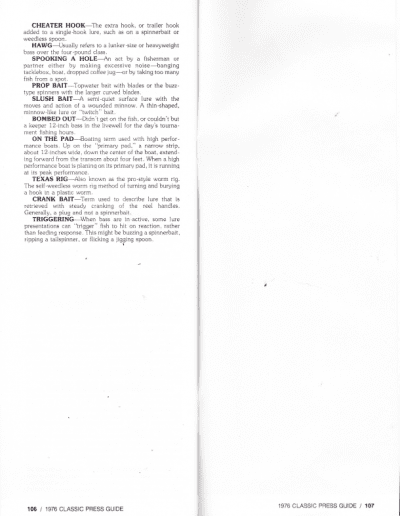 1976 Bass Masters Classic Press Guide Page 106 & 107