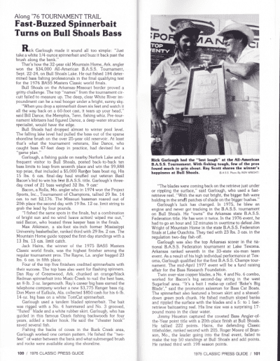 1976 Bass Masters Classic Press Guide Page 100 & 101