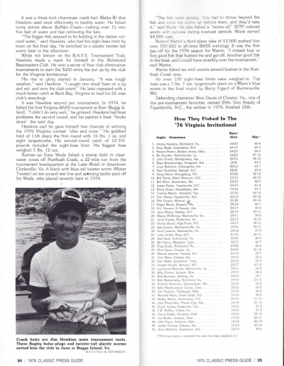 1976 Bass Masters Classic Press Guide Page 94 & 95