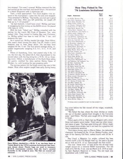 1976 Bass Masters Classic Press Guide Page 88 & 89