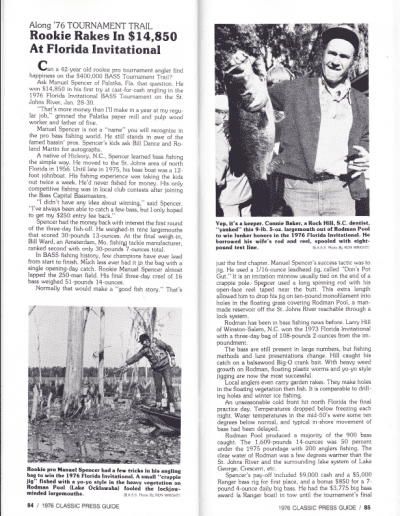 1976 Bass Masters Classic Press Guide Page 84 & 85