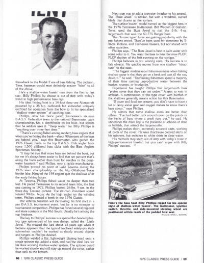 1976 Bass Masters Classic Press Guide Page 68 & 69